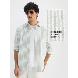 The Souled Store Green Cotton Striped Regular Fit Shirt-picture-37