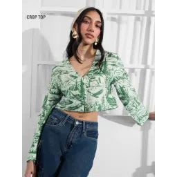The Souled Store Green Forest Regular Fit Printed Top-picture-48