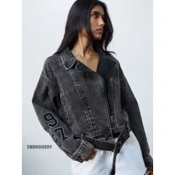 The Souled Store Grey Cotton Graphic Denim Jacket-picture-40