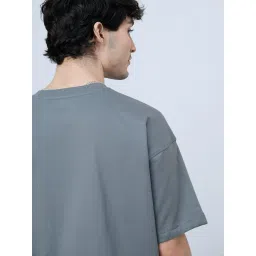 The Souled Store Grey Cotton Loose Fit Printed T-Shirt image 4
