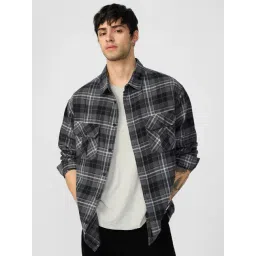 The Souled Store Grey Cotton Regular Fit Checks Shirt-picture-34