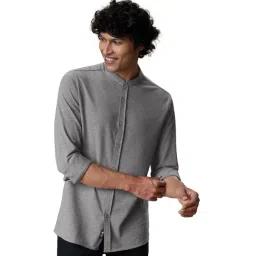 The Souled Store Grey Cotton Regular Fit Self Pattern Shirt-picture-43