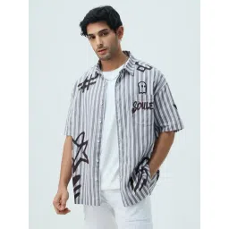 The Souled Store Grey Cotton Striped Shirt-picture-41