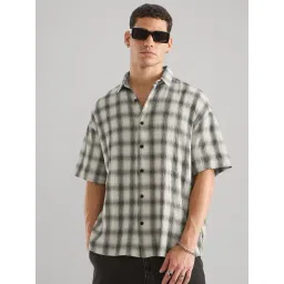 The Souled Store Grey Loose Fit Checks Shirt-picture-43