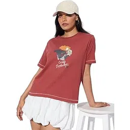 the souled store Harry Potter: Bookworm Women and Girls Short Sleeves Round Neck Red Graphic Printed Cotton Relaxed Fit T-Shirts-picture-22