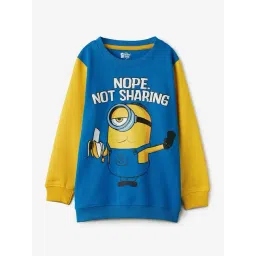 The Souled Store Kids Blue & Yellow Cotton Printed Full Sleeves Minions Sweatshirt-picture-48