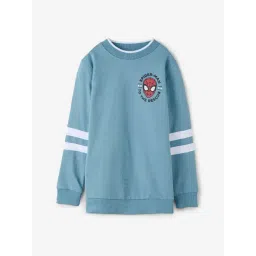 The Souled Store Kids Blue Cotton Printed Full Sleeves Spiderman Sweatshirt-picture-25