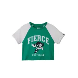 The Souled Store Kids Green & White Printed Crop Top-picture-15