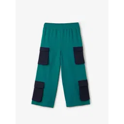 The Souled Store Kids Teal Blue & Black Cotton Self Pattern Trackpants-picture-25