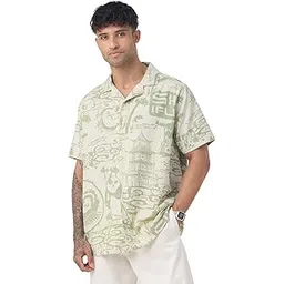 the souled store Kung Fu Panda: Dragon Warrior Men and Boys Short Sleeve Cuban Collar Light Green Graphic Printed Casual Streetwear Drop Shoulder Easy to Style Cotton Regular Fit Holiday Shirt-picture-13