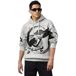 the souled store Kung Fu Panda: The Hero Men and Boys Full Sleeves Hooded Neck Grey Graphic Cotton Blend Oversized Fit Hoodie-picture-25