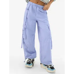 The Souled Store Lavender Cotton Relaxed Fit Cargo Pants-picture-24