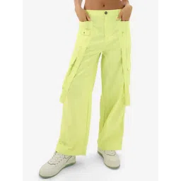 The Souled Store Lime Green Cotton Relaxed Fit Cargo Pants-picture-40