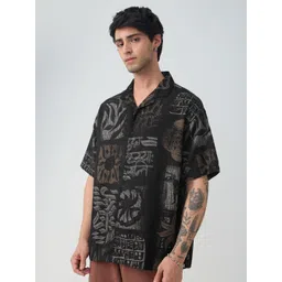 The Souled Store Men Abstract Printed Drop-Shoulder Sleeves Oversized Casual Shirt-picture-15