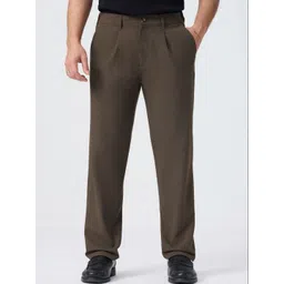 The Souled Store Men Checked Straight Fit Pleated Trousers-picture-27