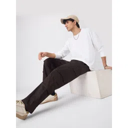 The Souled Store Men Espresso Straight Fit Cargos Trousers-picture-37