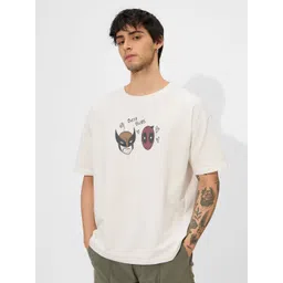 the souled store Men Graphic Print Round Neck Pure Cotton White T-Shirt-picture-14