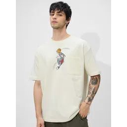 the souled store Men Graphic Print Round Neck Pure Cotton White T-Shirt-picture-15