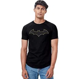 the souled store Men Official Batman: The Emblem Black Printed Drop Cut T-Shirts-picture-34