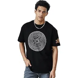 the souled store Men Official Doctor Strange Tao Mandalas (Glow in The Dark) Black Printed Oversized T-Shirts-picture-29