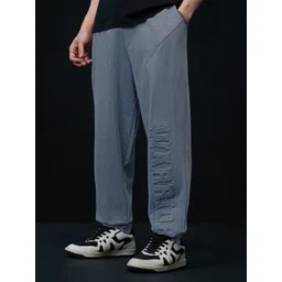 The Souled Store Men Typography Embroidered Baggy Fit Mid-Rise Joggers-picture-20