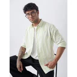 The Souled Store Men Vertical Striped Spread Collar Pure Cotton Casual Shirt-picture-22