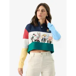 The Souled Store Multicolor Cotton Graphic Print Crop Sweatshirt-picture-28