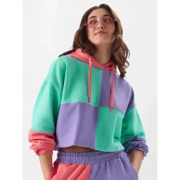 The Souled Store Multicolored Color-Block Crop Hoodie-picture-38
