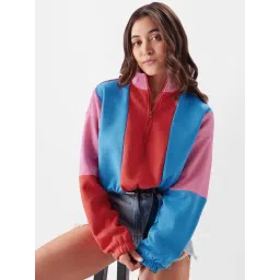 The Souled Store Multicolored Cotton Color-Block Crop Sweatshirt-picture-30