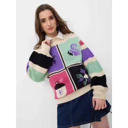 The Souled Store Multicolored Printed Sweater-picture-48