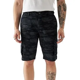 the souled store Navy Camo Men Regular Fit Cotton Cargo Shorts-picture-30