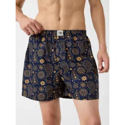 The Souled Store Navy Cotton Paisley Shorts-picture-34