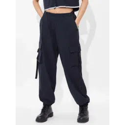 The Souled Store Navy Plain Cargo Joggers-picture-16