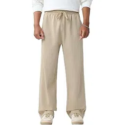 the souled store Neutral Men and Boys Drawstringed Beige Solid Cotton Blend Oversized Joggers-picture-11