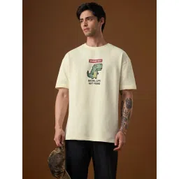 The Souled Store Off-White Cotton Loose Fit Graphic T-Shirt-picture-38