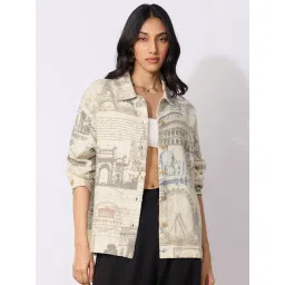 The Souled Store Off White Cotton Loose Fit Printed Shirt-picture-22