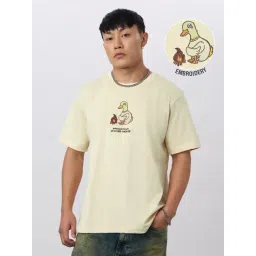 The Souled Store Off-White Cotton Relaxed Fit Embroidered T-Shirt-picture-23