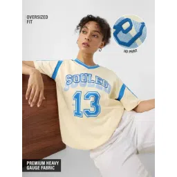 The Souled Store Off White Loose Fit Souled Originals Varsity Oversized T Shirt-picture-31