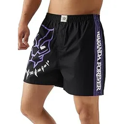 the souled store Official Black Panther: This is Wakanda Men and Boys Black Graphic Print Boxer Shorts Boxer Shorts for Men's Cotton Breathable Comfortable Elastic Waistband Printed Loose-Fit Casual-picture-10