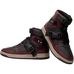 the souled store Official Deadpool: Utility Suit Men and Boys Red and Black Colourblocked Lace Up High Top Sneakers-picture-32