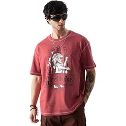 the souled store Official Harry Potter: Gryffindor Gang Men and Boys Oversize Fit Half Sleeve Graphic Printed Cotton Maroon Color T-Shirt-picture-12