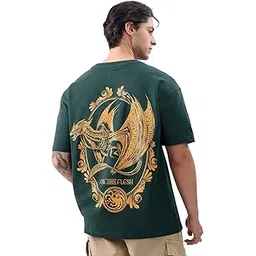 the souled store Official House of Dragon: Fire Made Flesh Men and Boys Short Sleeves Round Neck Green Graphic Printed Cotton Oversized T-Shirts-picture-42