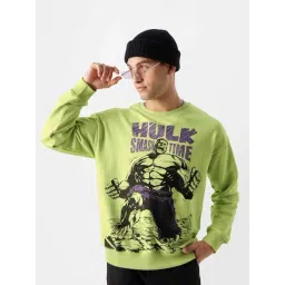 The Souled Store Official Hulk: Smash Time Green Printed Oversized Sweatshirt-picture-31