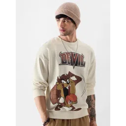 The Souled Store Official Looney Tunes: Taz The Devil White Printed Oversized Sweatshirt-picture-15