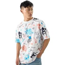 the souled store Official Marvel: Creative Chaos Men and Boys Short Sleeves Round Neck Multicolor All Over Printed Cotton Oversized T-Shirts-picture-20