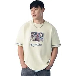 the souled store One Piece: Launch Ceremony Men and Boys Short Sleeves Round Neck Off White Applique Patch Casual Cotton Oversized T-Shirt-picture-30