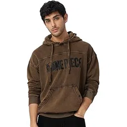 the souled store One Piece: Pirates Men and Boys Long Sleeves Hooded Neck Brown Graphic Printed Cotton Blend Oversized Hoodies-picture-32