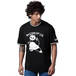 the souled store | Men Official Kung Fu Panda Master of Chi Round Neck Black Color | Printed Half Sleeve | 100% Cotton Oversized T-Shirts-picture-13