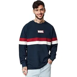 the souled store | Official Marvel: Avengers Assemble Mens and Boys T-Shirts|Full Sleeve|Oversized fit Graphic Printed|100% Cotton Navy Blue Color Oversized Full Sleeve T-Shirts-picture-21