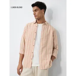 The Souled Store Orange Regular Fit Striped Shirt-picture-11